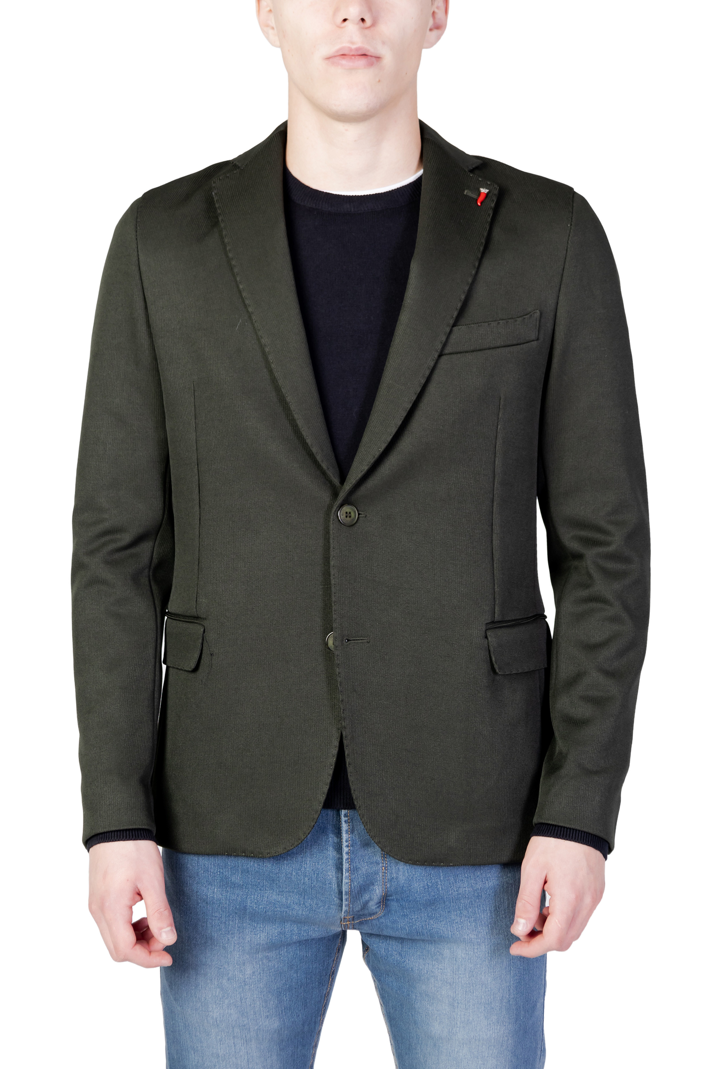 Plain Green Blazer with Stretch Fabric