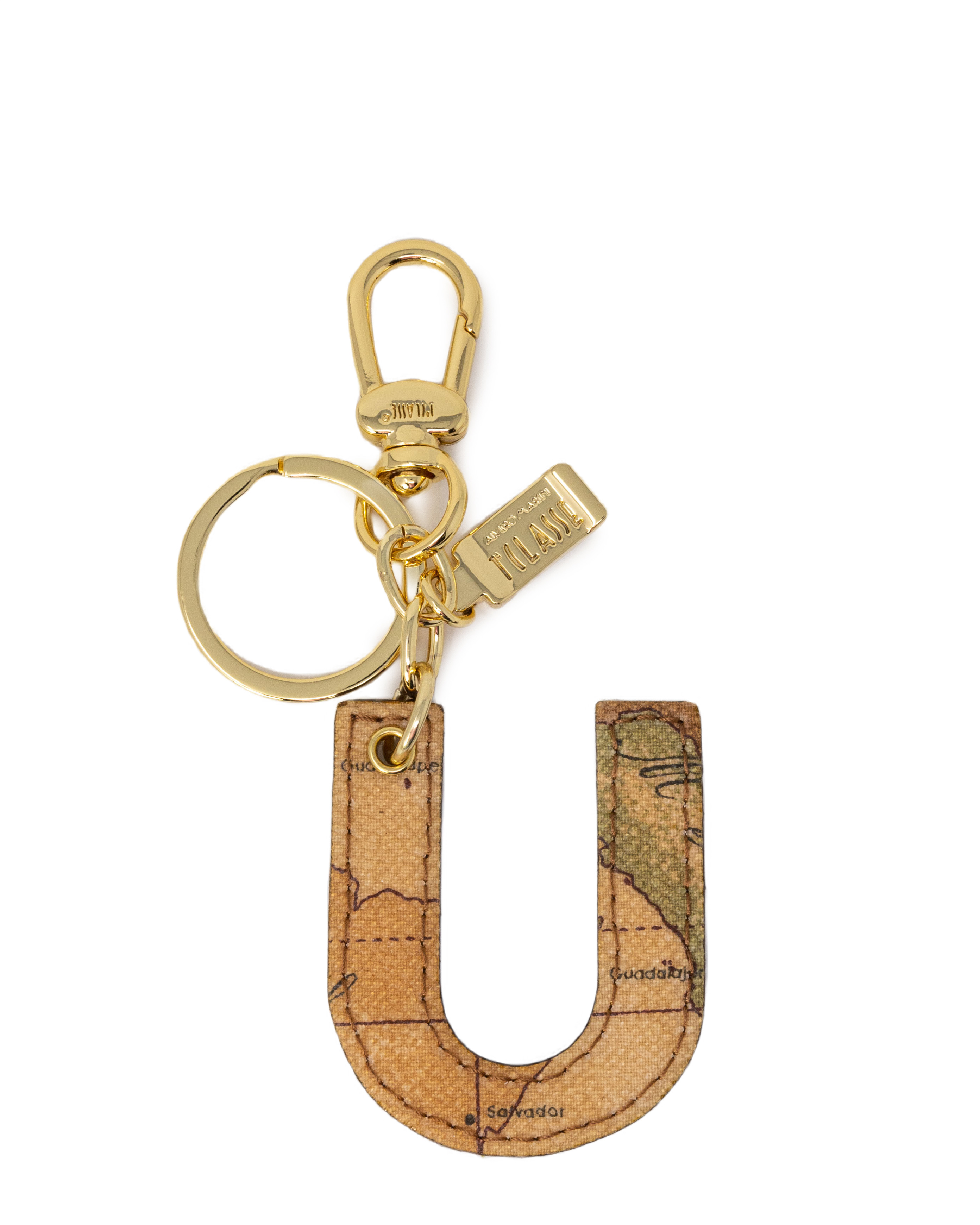 Leather Key-ring with Geo Print