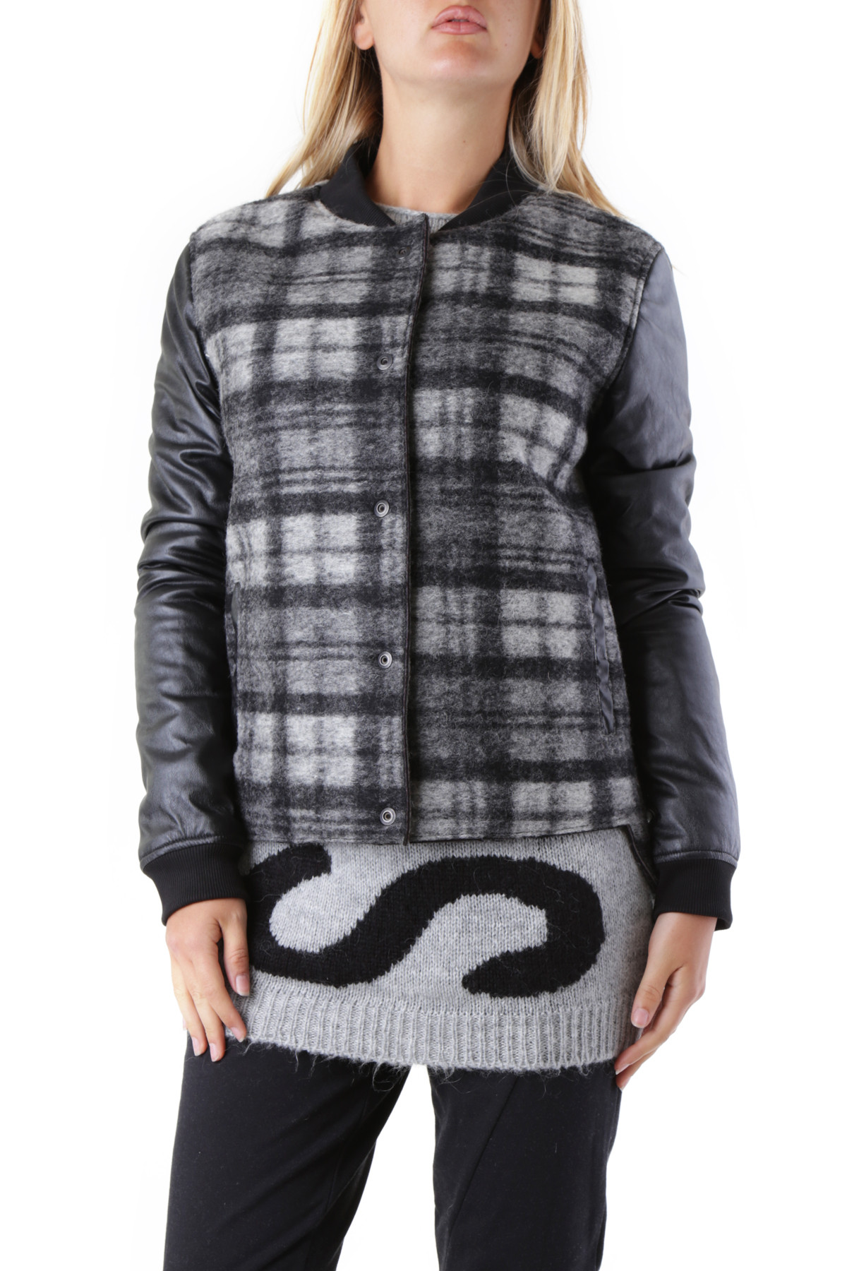 Black Checked Blazer in a Wool Blend