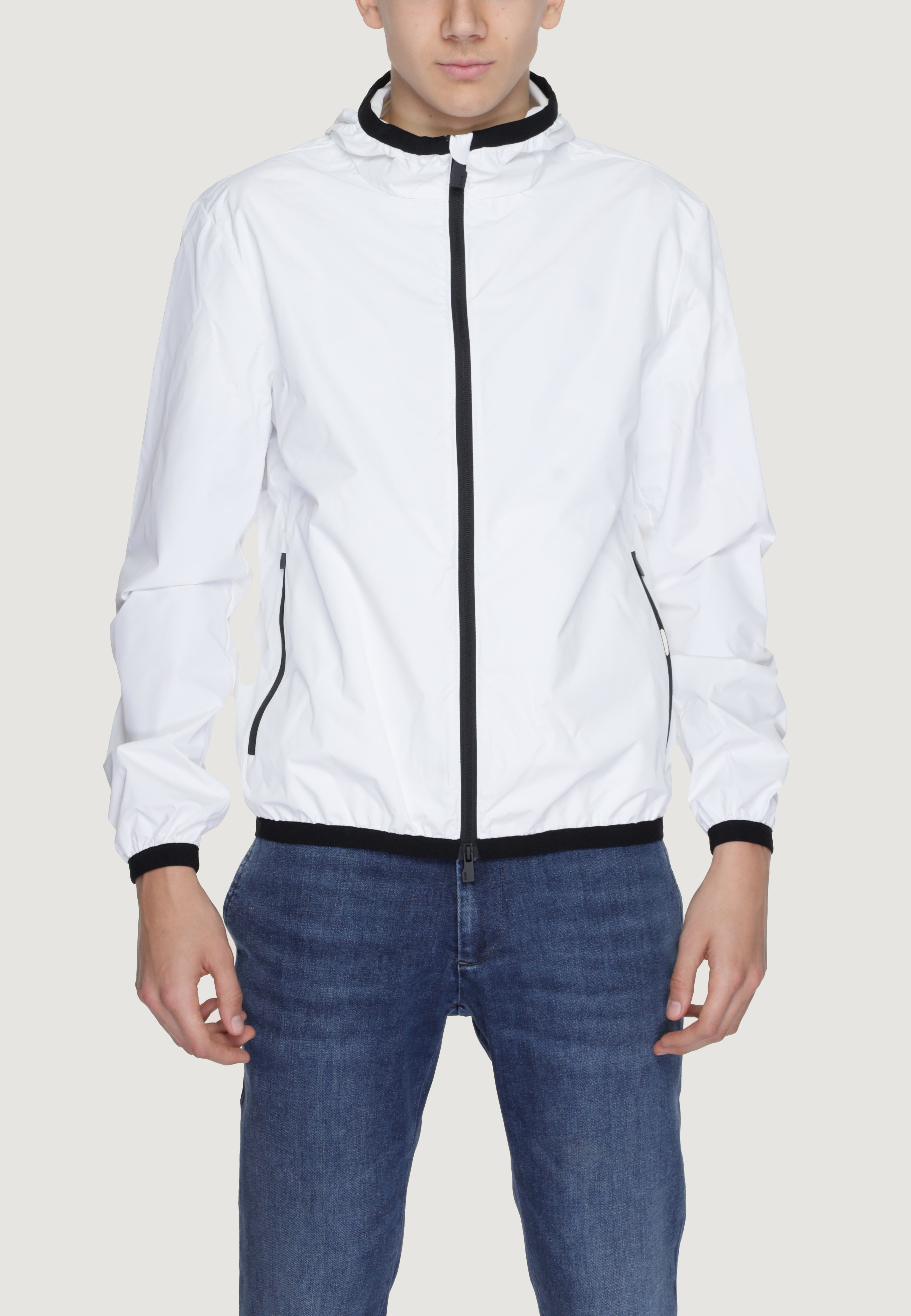 White Hooded Zip-Up Technical Blazer