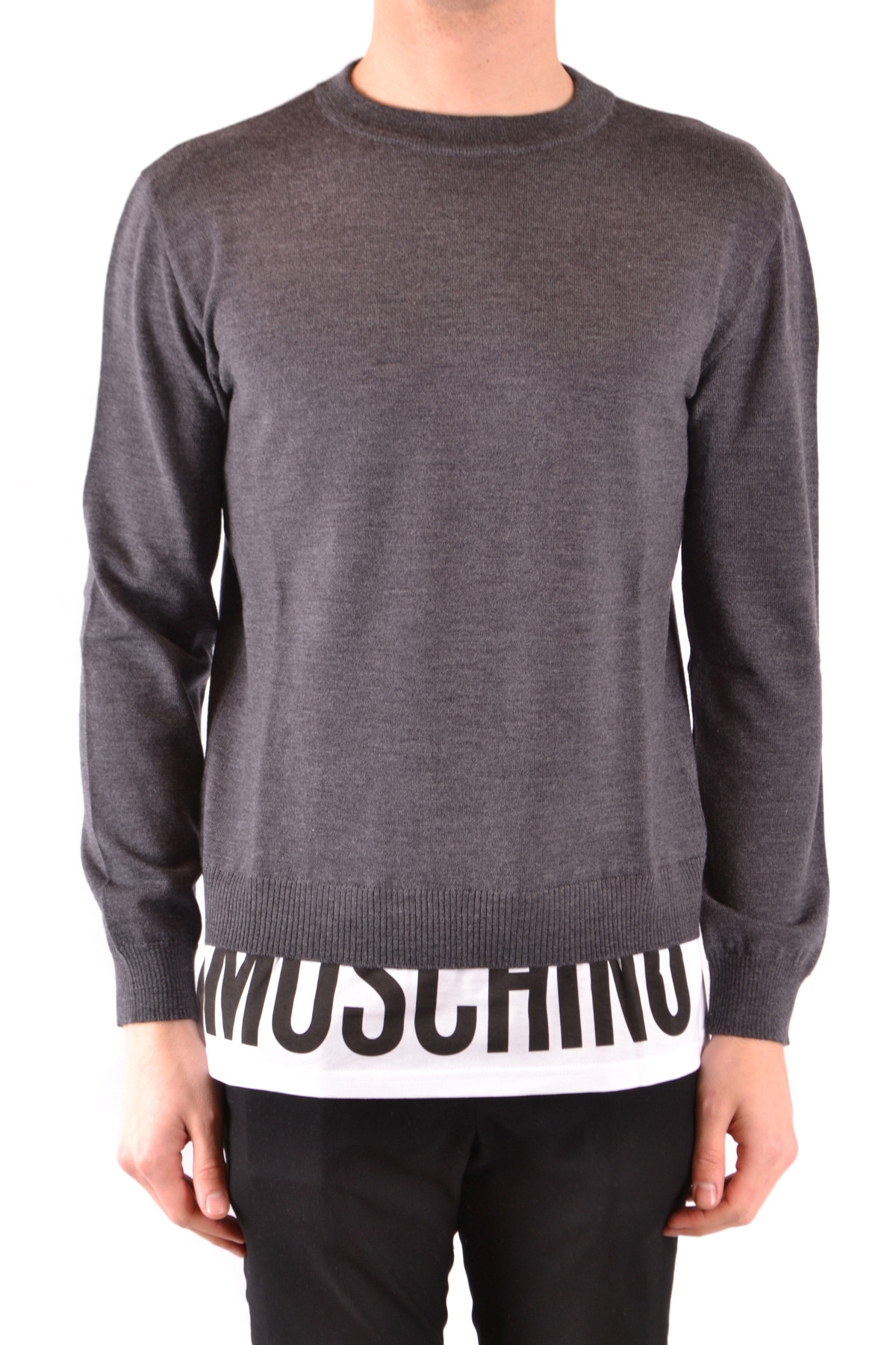 Grey Printed Cotton-Wool Sweater