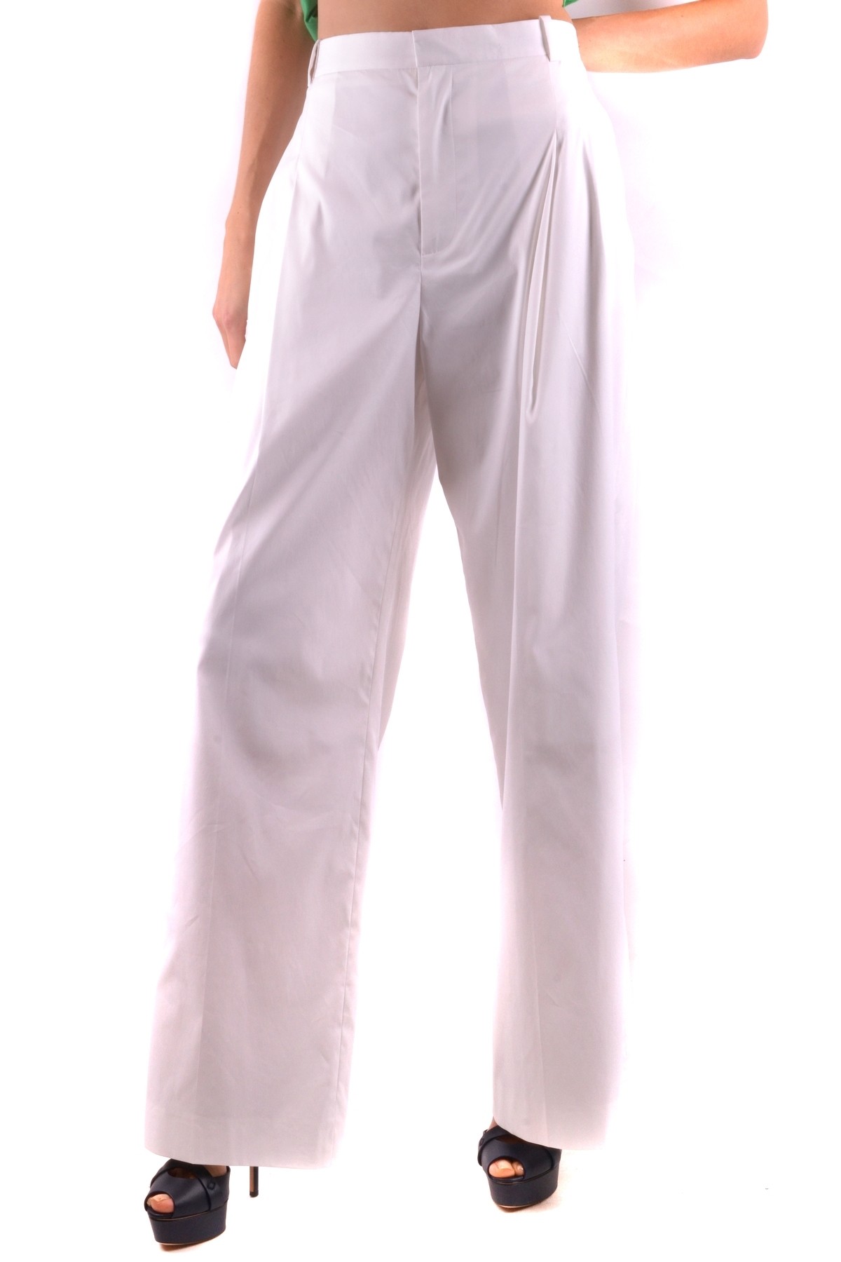 White Spring/Summer Trousers with Zip Fastening