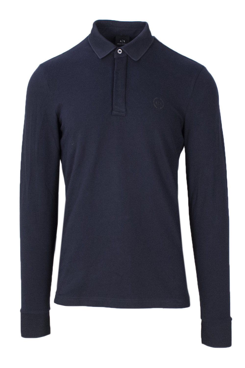 Blue Long Sleeve Stretch Cotton Polo