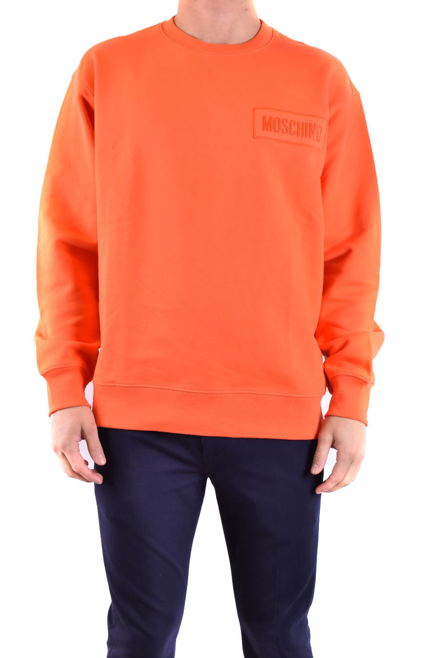 Orange Round Neck Cotton Sweatshirt