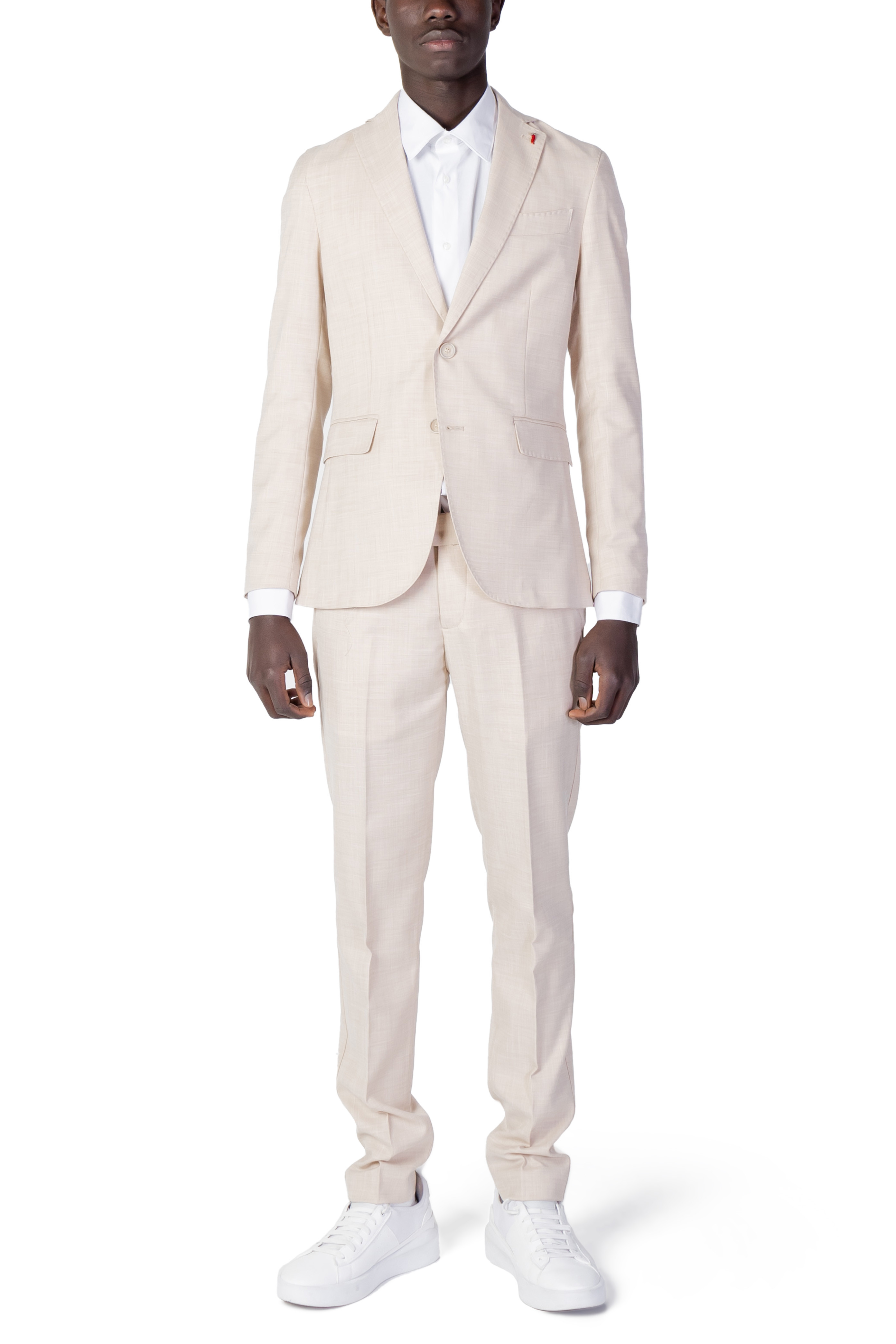 Plain Beige Stretch Suit for Spring/Summer