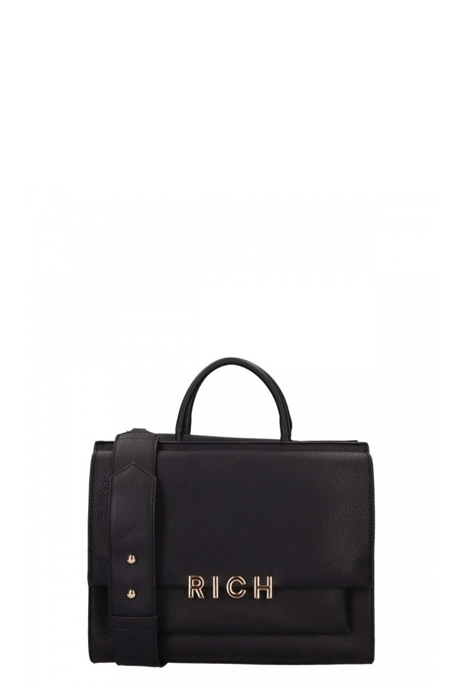 Black Polyurethane Handbag & Shoulder Bag