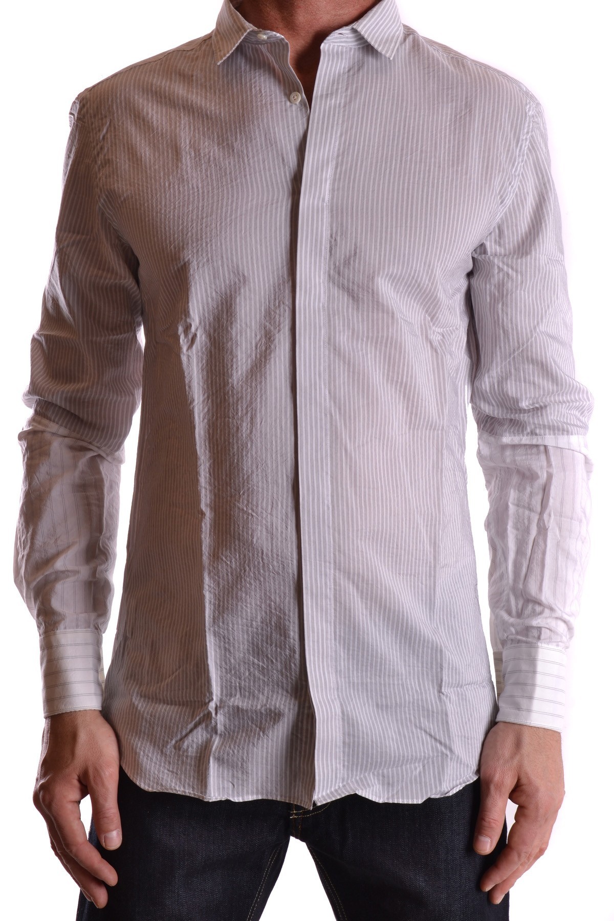 Grey Striped Cotton-Cupro Blend Shirt