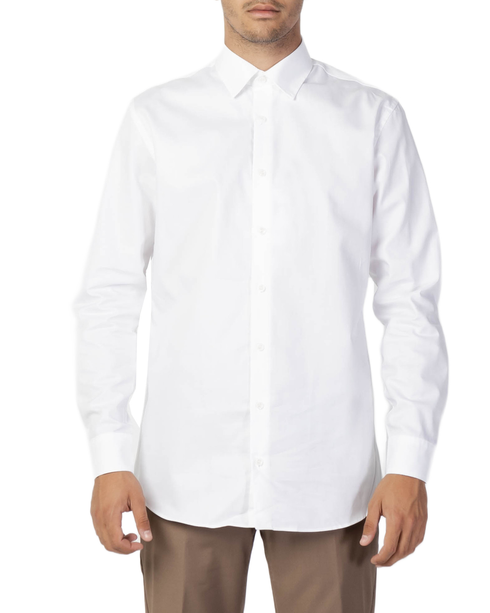 Plain White Cotton Shirt with Classic Collar