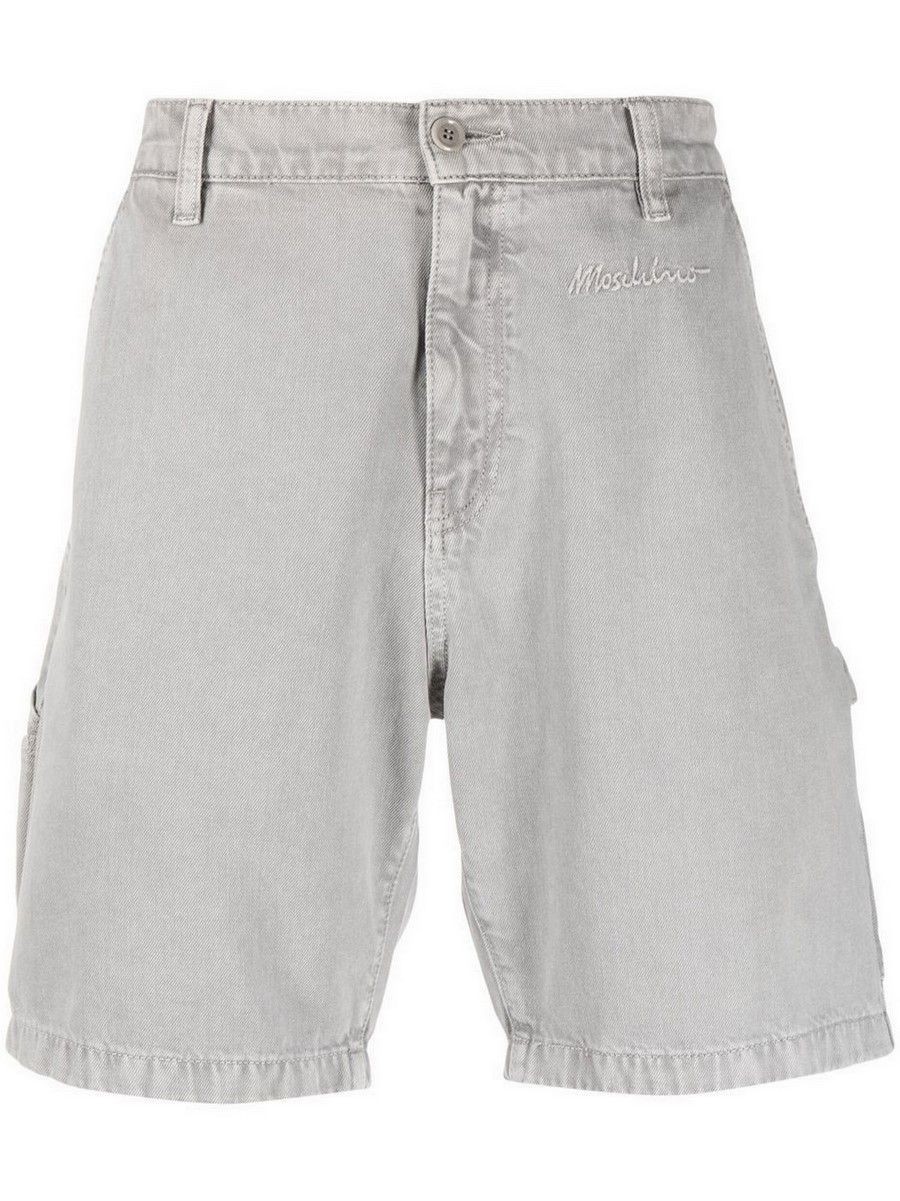 Grey Cotton Shorts with Multiple Pockets