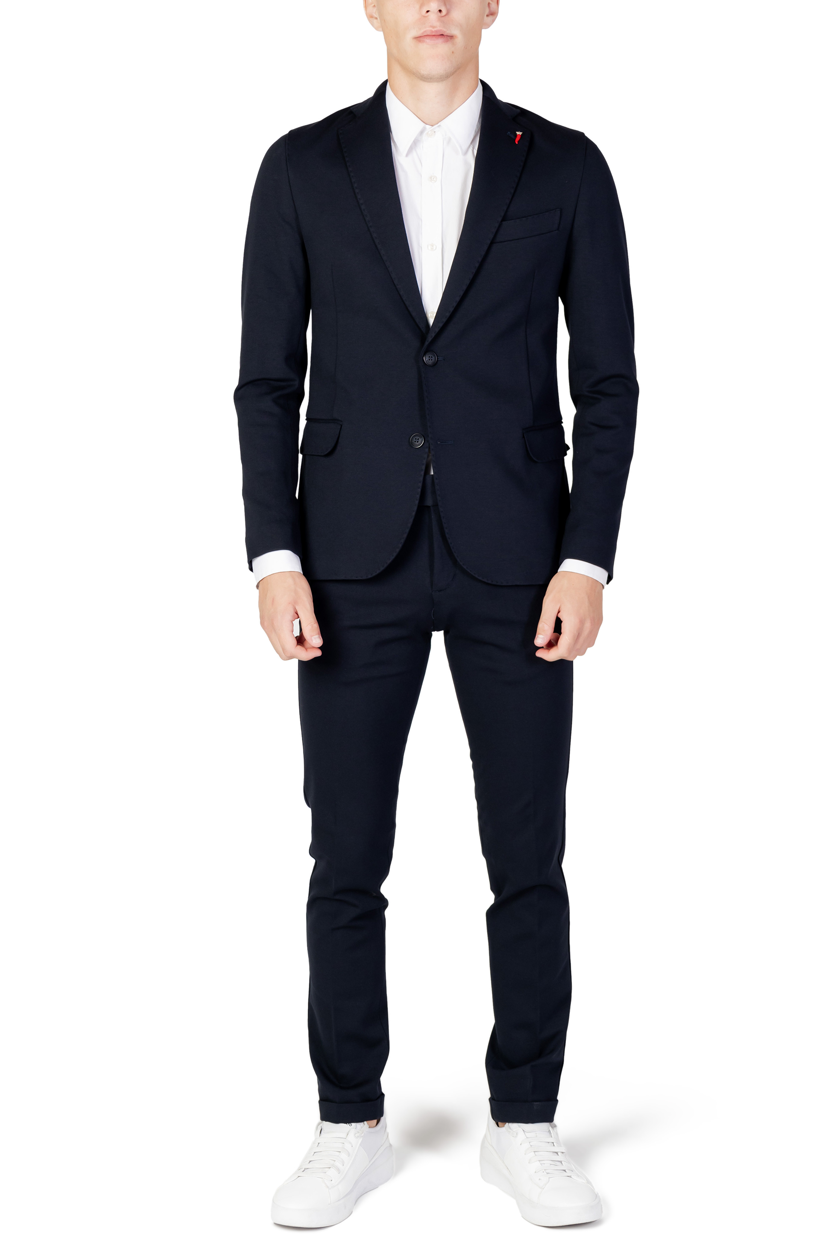 Blue Stretch Suit in a Viscose-Blend Fabric