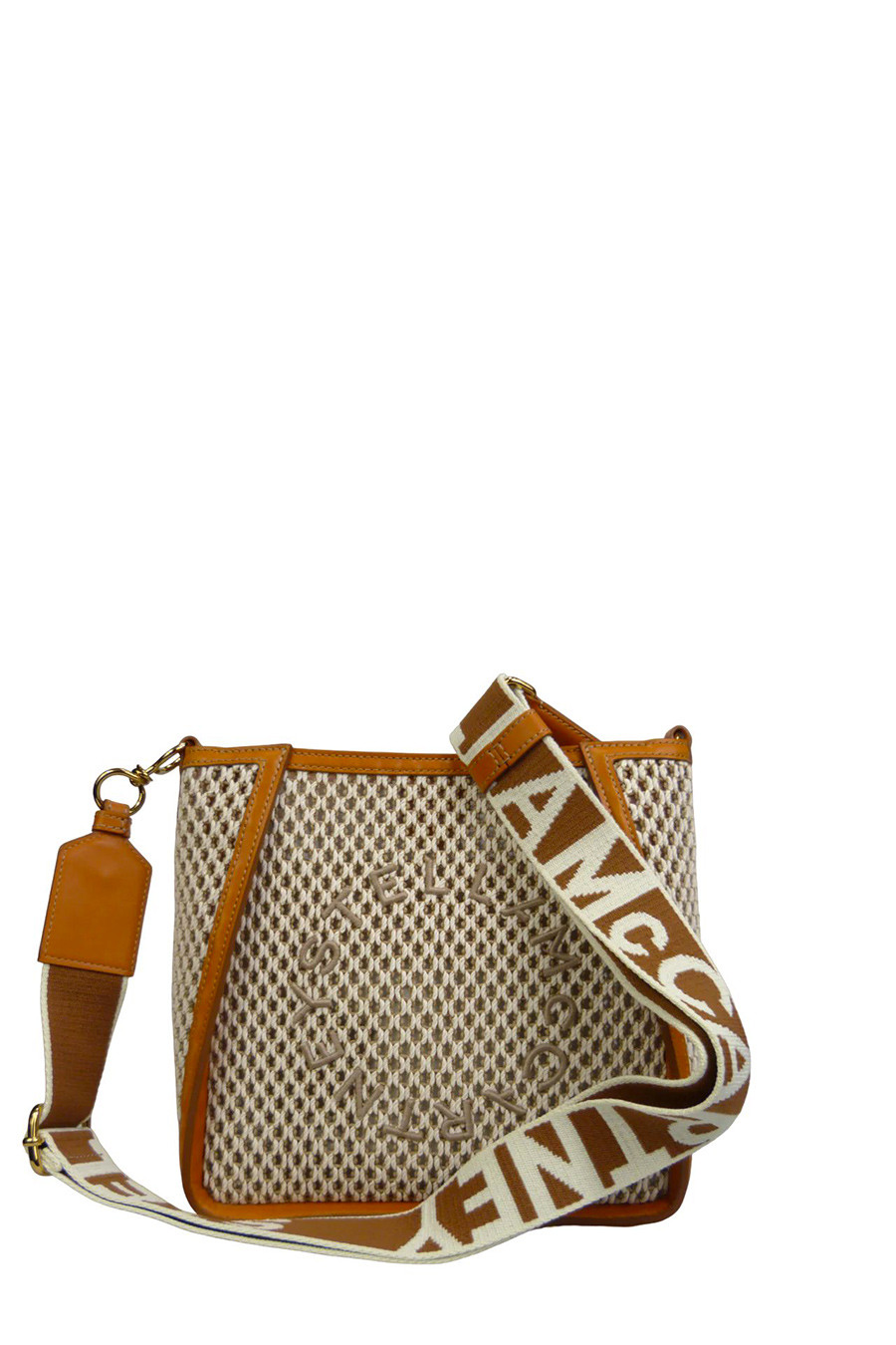 Brown Patterned Cotton Blend Shoulder Bag
