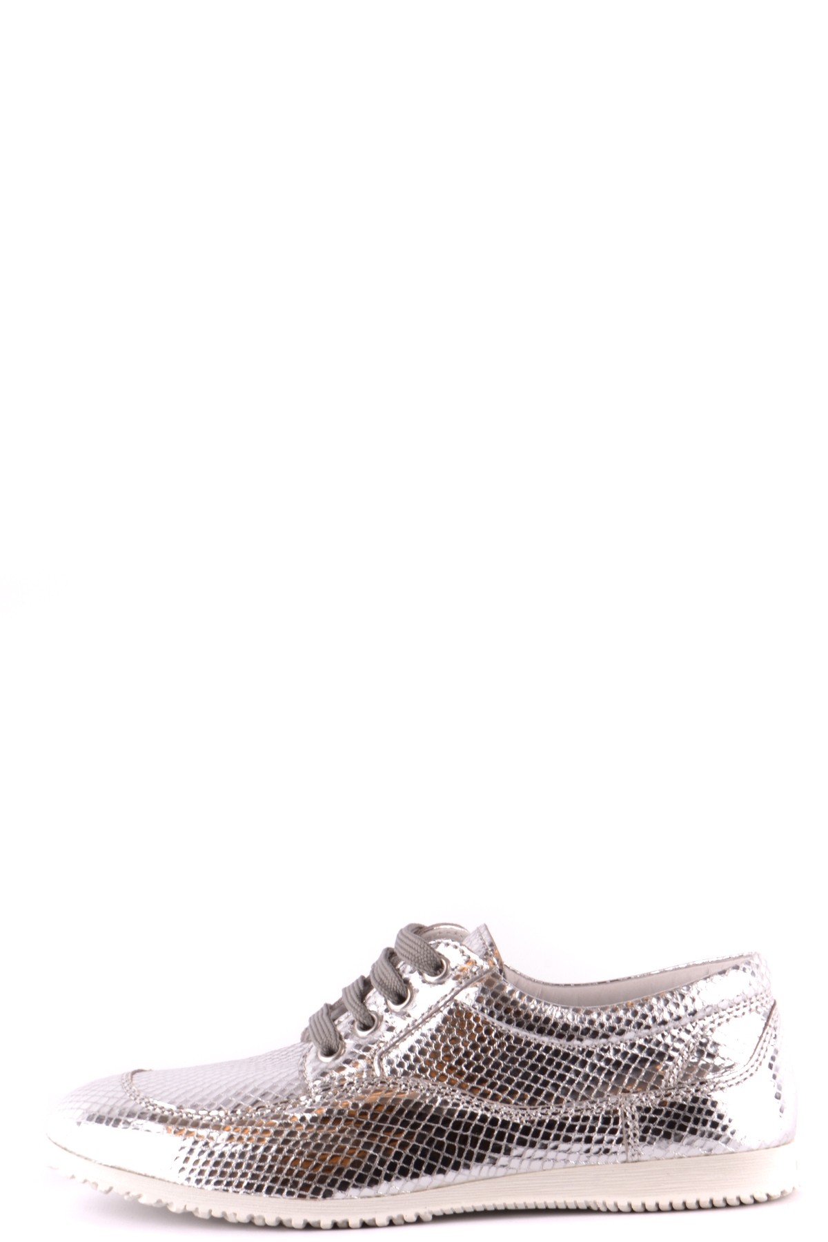 Lace-Up Sneakers in Metallic Silver