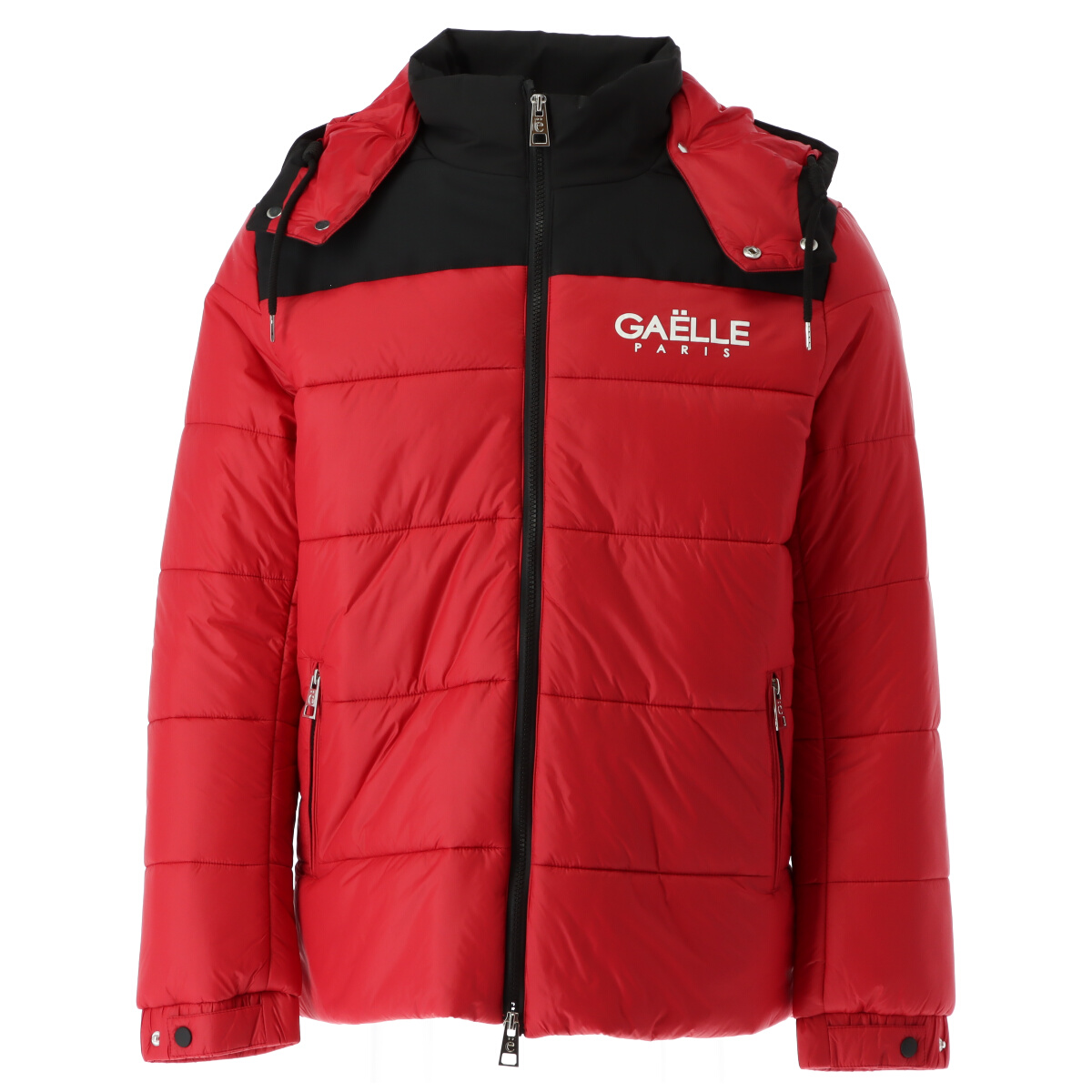 Red Hooded Jacket with Zip Pockets