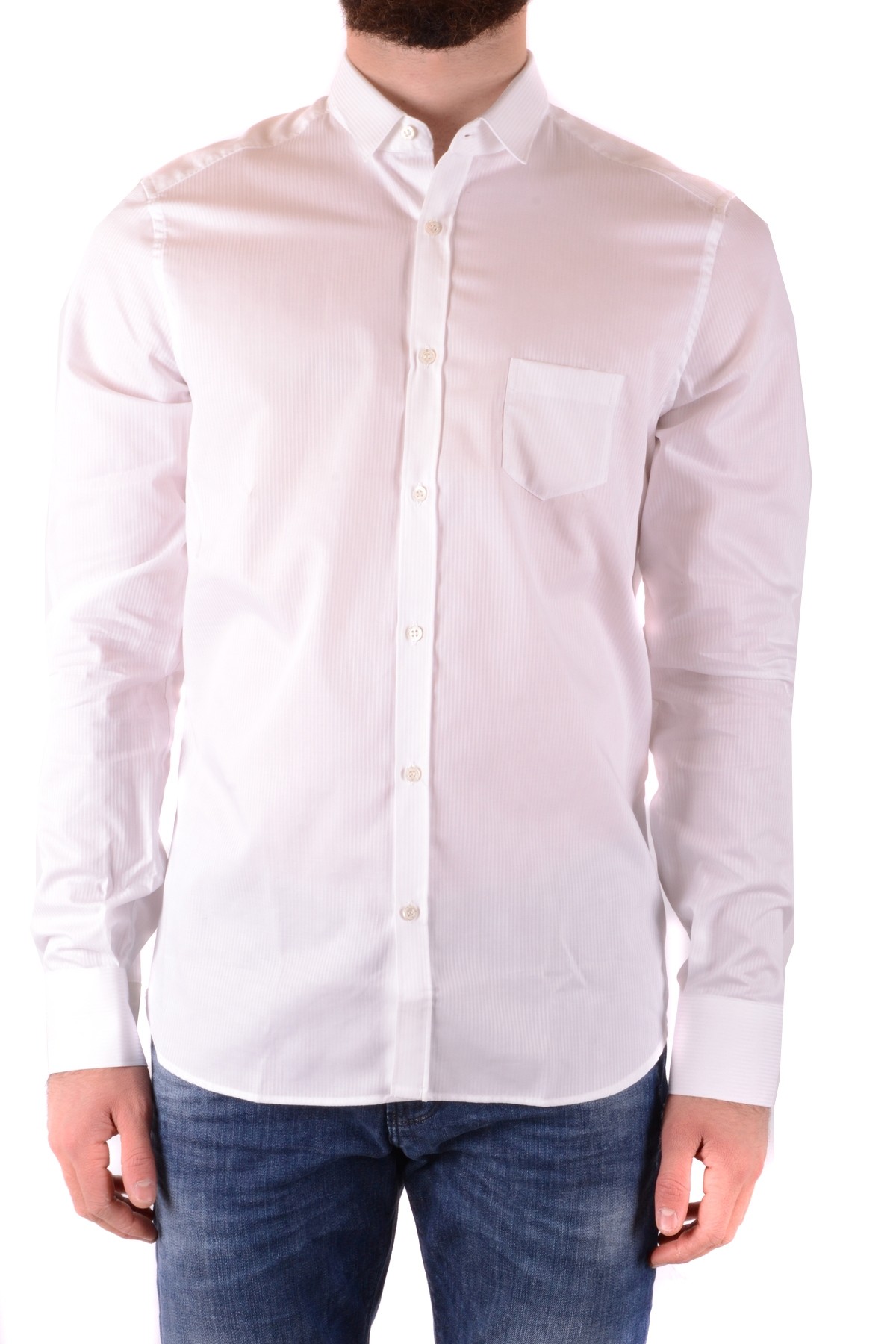 White Cotton Shirt with Classic Collar