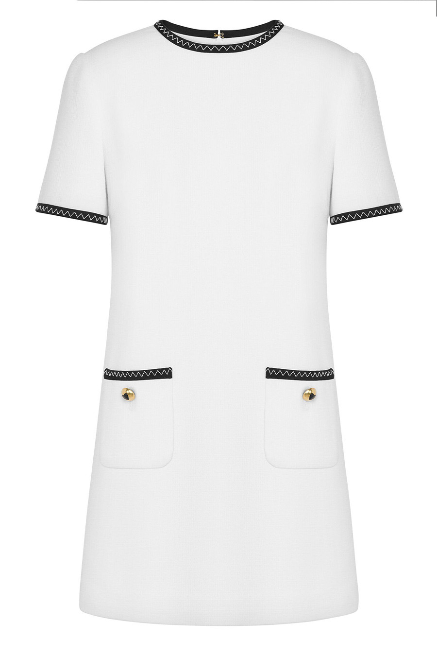 White Wool Blend Dress with Short Sleeves